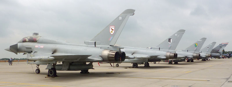 June 2010 Coningsby flightline featuring 29, 17, 3, 11 and 41 Sqns